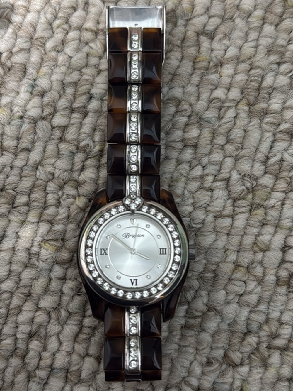 Brighton Brown Tortoiseshell Bracelet Watch with Crystal Accents